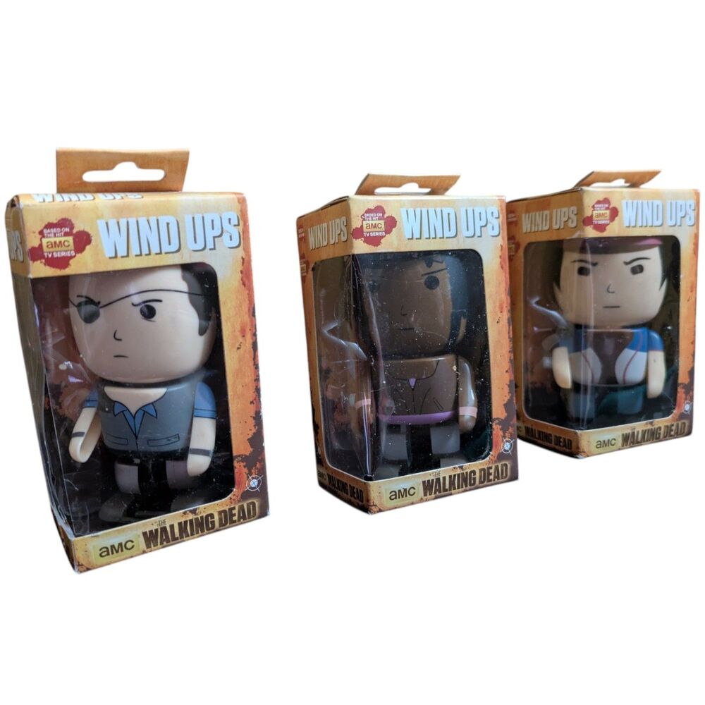 The Walking Dead AMC Wind Up Figures Lot of 3 Collectible Vinyl Toys New in Box